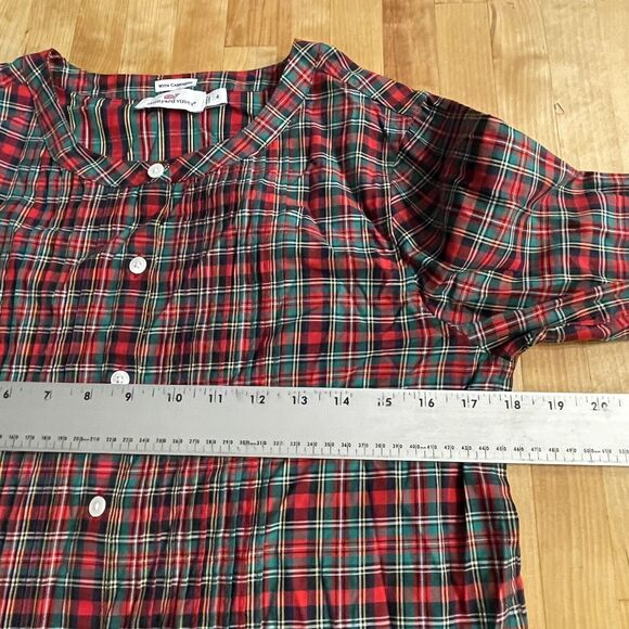 Vineyard Vines Top Tartan Plaid Popover With Cashmere Tunic Womens Sz 4 - Picture 5 of 7